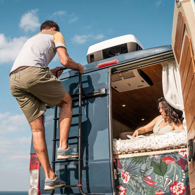 Fiamma Deluxe Rear Door Ladder for Ram Promaster & Ford Transit Vans DEEP BLACK - Poptop World