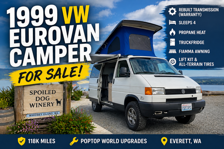 1999 Volkswagen Eurovan Camper – Low Miles– Rebuilt Transmission – Poptop World Upgrades
