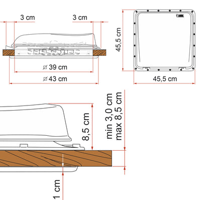 Fiamma Camper Van Roof Vent Skylight (White or Crystal) 14"x14" Vent - Poptop World 
