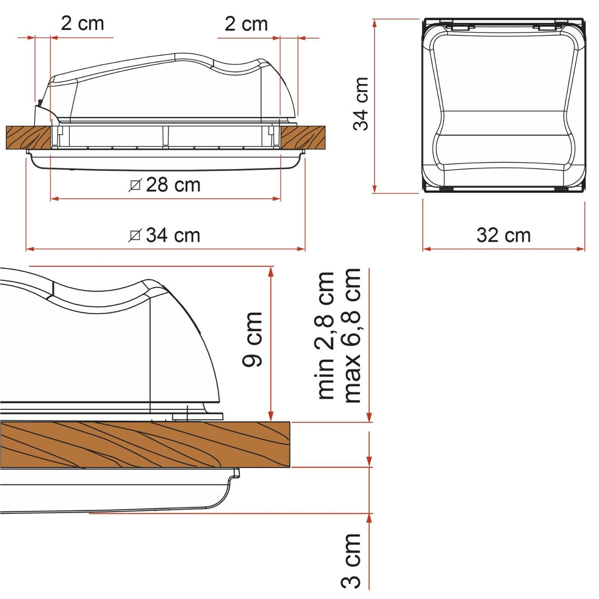 Fiamma Camper Van Roof Vent 28 F Skylight White 07902-02- - Poptop World 