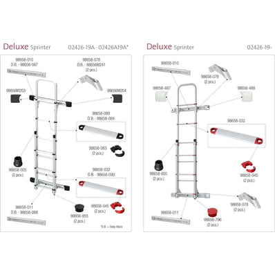 Fiamma Deluxe Rear Door Ladder for Mercedes Sprinter Vans (Black) (02426A19A) - Poptop World 