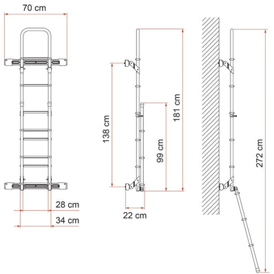 Fiamma Deluxe Rear Door Ladder for Mercedes Sprinter Vans (Black) (02426A19A) - Poptop World 