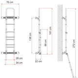 Fiamma Deluxe Rear Door Ladder for Mercedes Sprinter Vans (Silver) (02426-19A) - Poptop World 