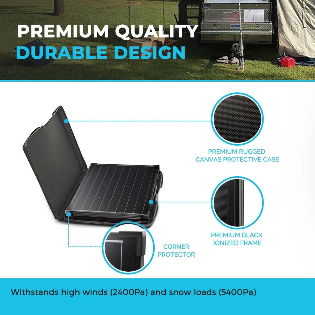 Renogy 100 Watt 12 Volt Monocrystalline Foldable Solar Suitcase w/o Controller - Poptop World 