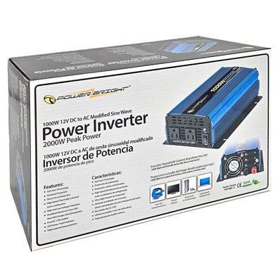 Power Bright 1100W 12V DC To AC Modified Sine Wave Power Inverter PW1100-12 - Poptop World 