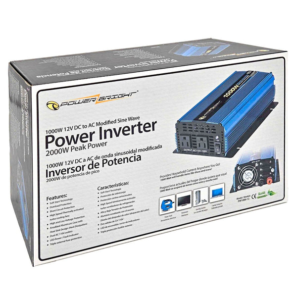 Power Bright 1100W 12V DC To AC Modified Sine Wave Power Inverter PW11 ...