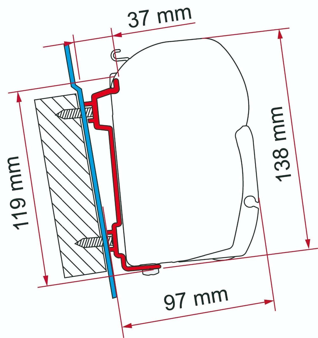 Fiamma F45S Awning Mounting Bracket for Ford Transit & Mercedes Sprinter Vans - Poptop World 