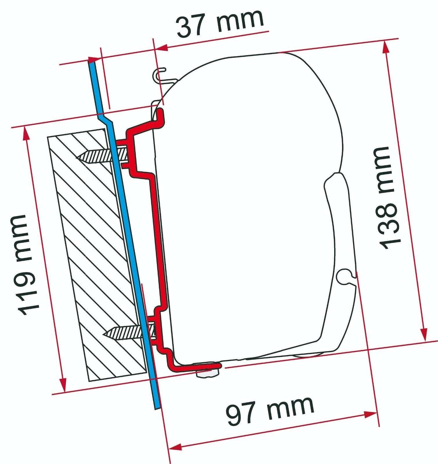 Fiamma F45S Awning Mounting Bracket for Ford Transit & Mercedes Sprinter Vans - Poptop World 
