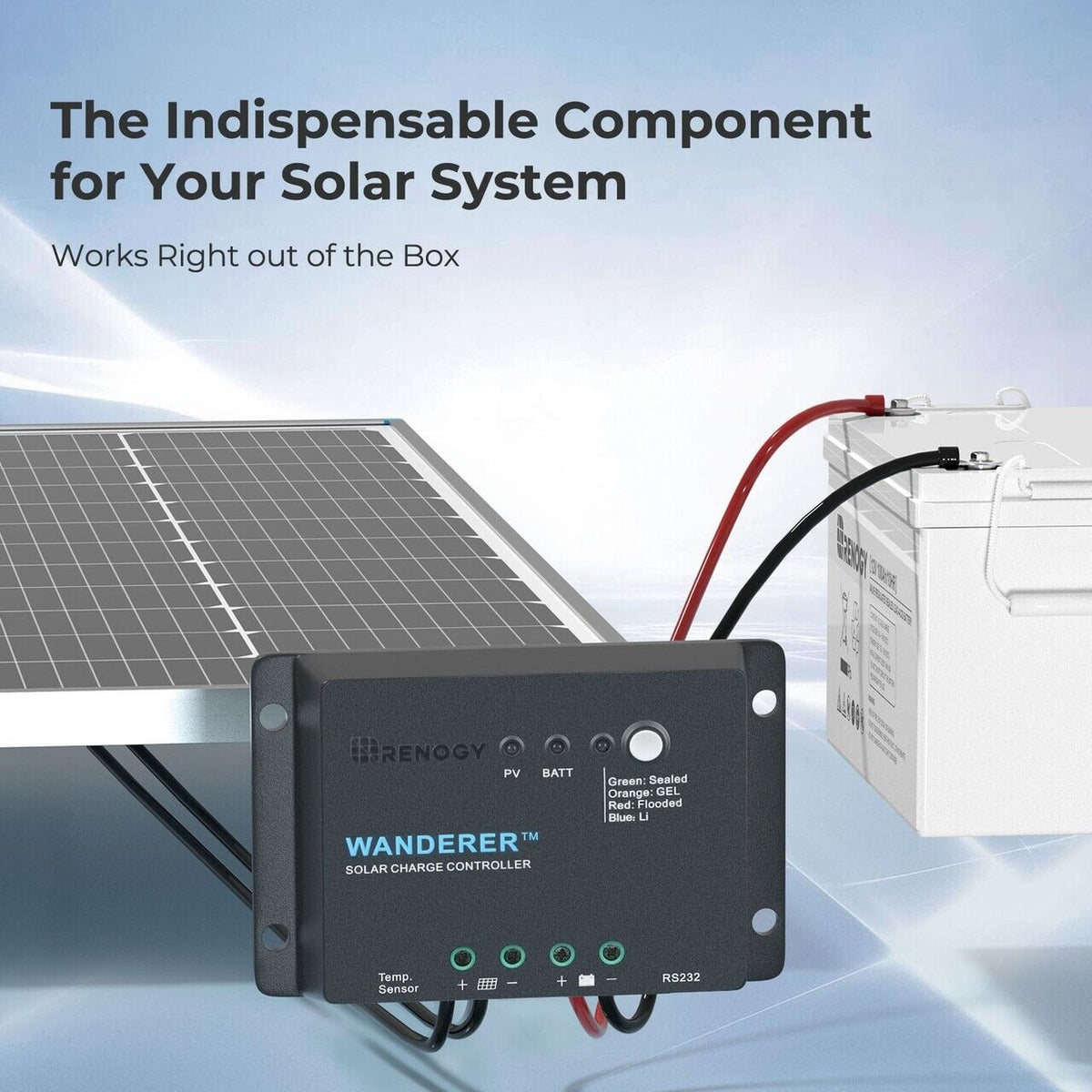 Renogy Wanderer Li 30A 12V PWM Negative Ground Solar Charge Controller - Poptop World 