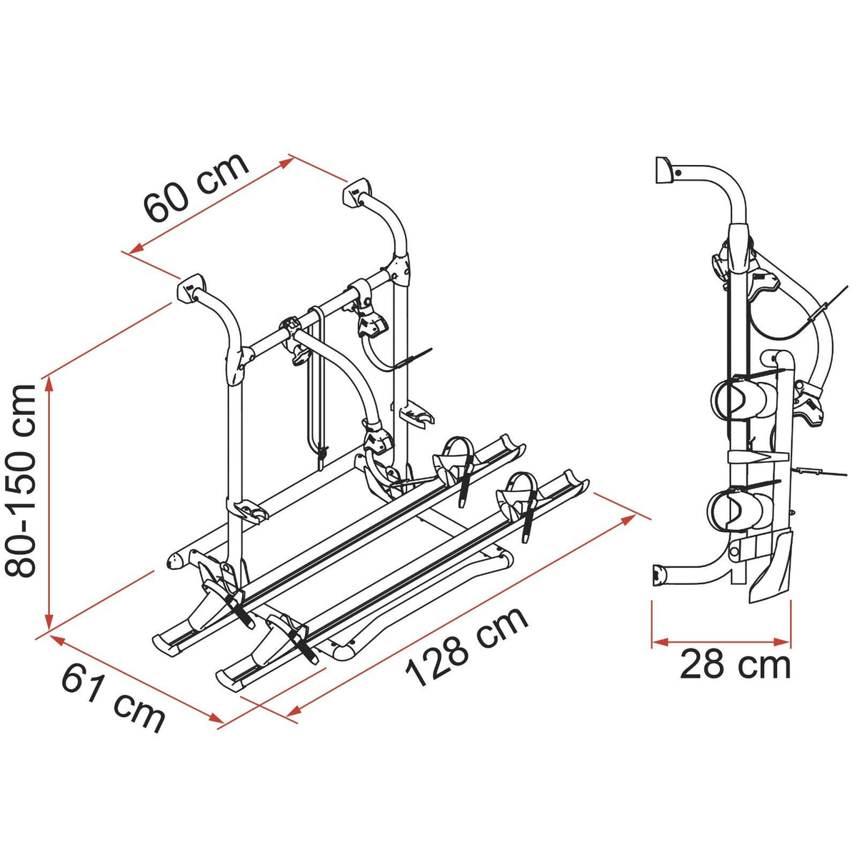 Fiamma Carry Bike Pro RV Bicycle Rack ( C, E-Bike, C + E-Bike) 02094-10A 02094B1 - Poptop World 