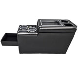 Centre Console Storage Box with USB Sockets and LED Lighting - Black - Poptop World 