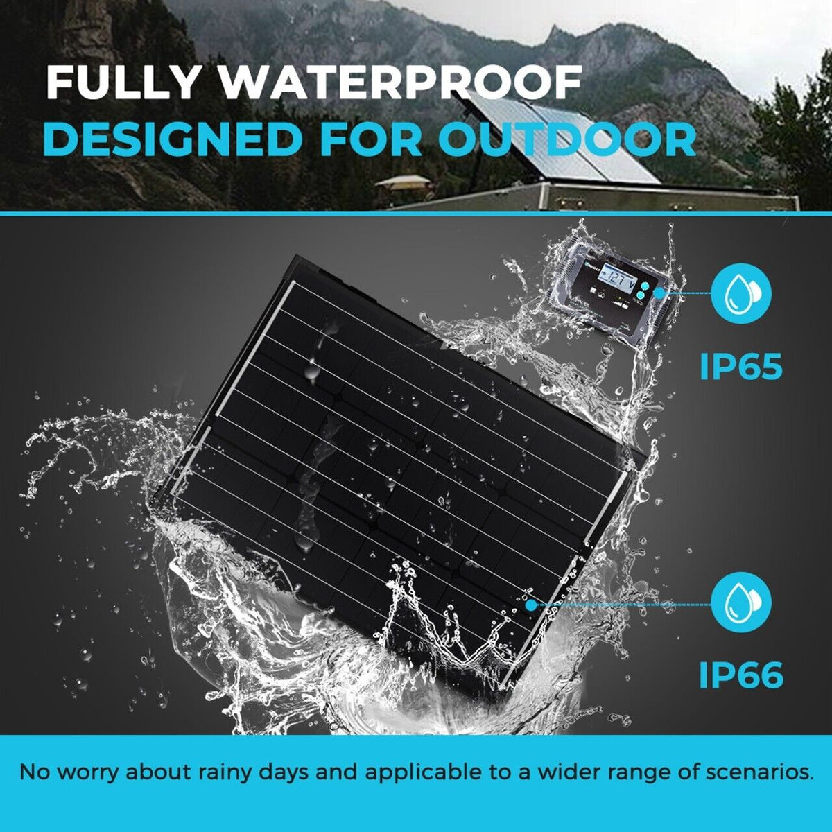 Renogy 100Watt 12Volt Mono Foldable Solar Suitcase W/ 20A Voyager for RV Camping - Poptop World 