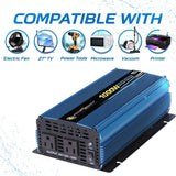 Power Bright 1100W 12V DC To AC Modified Sine Wave Power Inverter PW1100-12 - Poptop World 