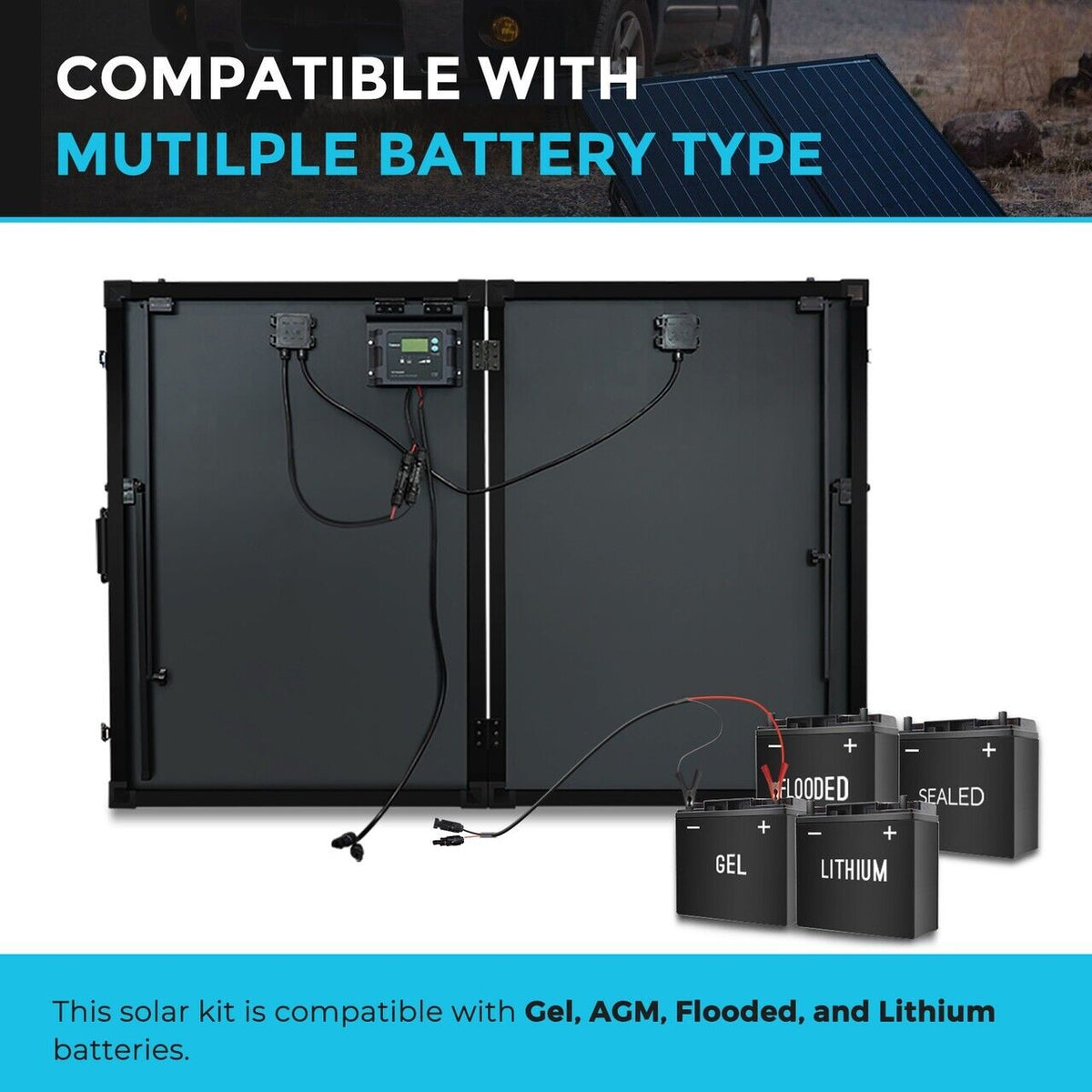 Renogy 200Watt 12Volt Mono  Solar Suitcase W/ 20A Voyager for RV Campervan - Poptop World 