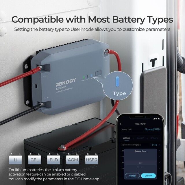 Renogy 12V 40A DC to DC Battery Charger (RBC40D1U-US) - Poptop World 