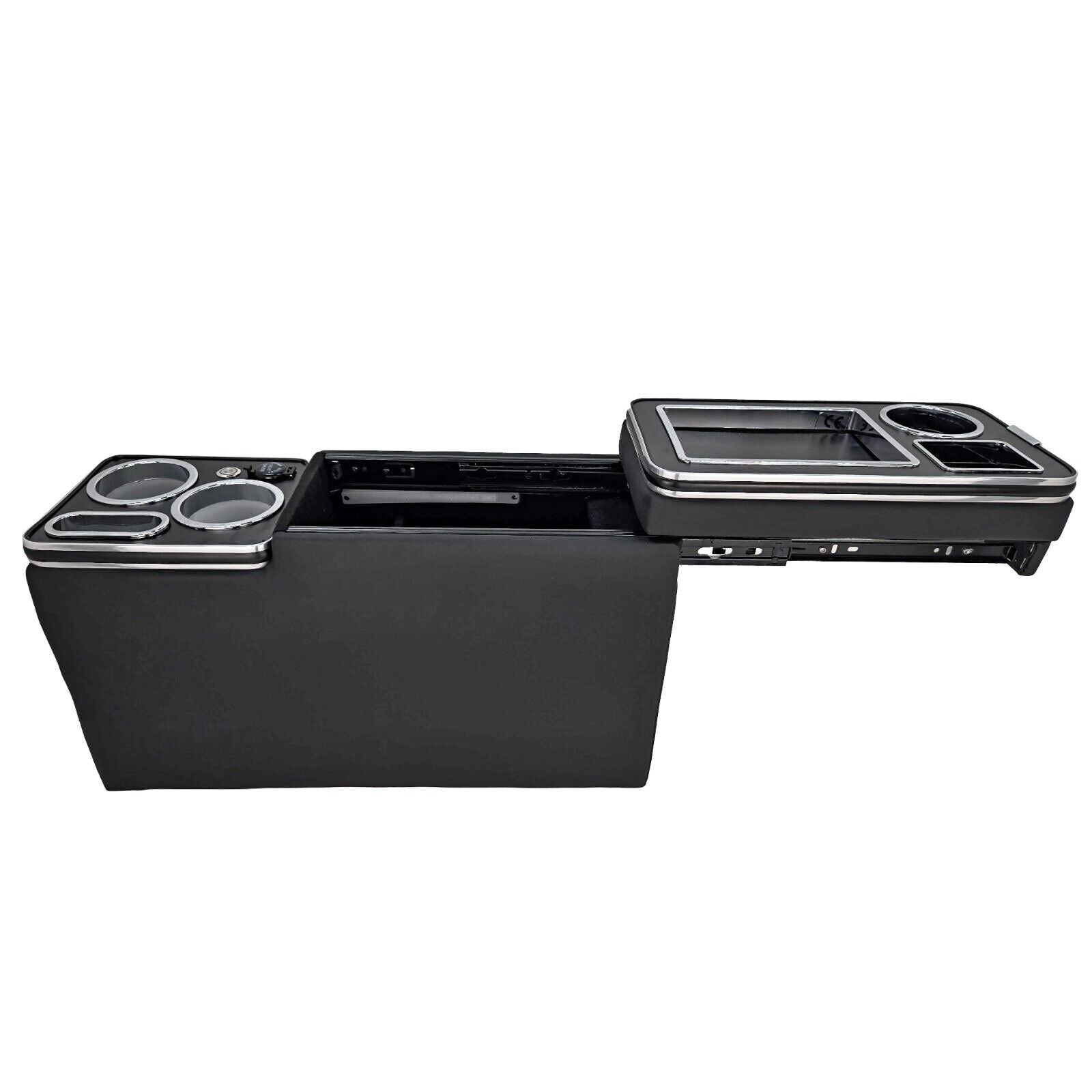 Interior Center Console Box Centre Console Storage Box with USB Sockets and LED Lighting - Black ...
