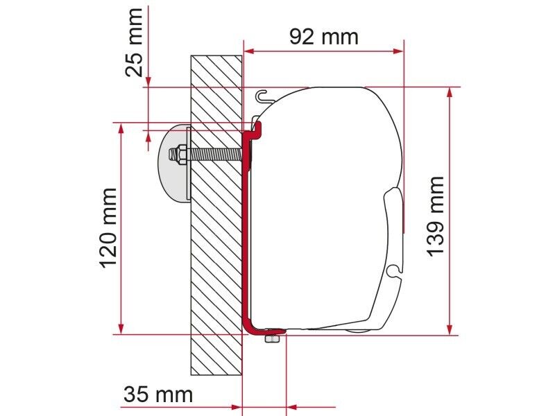 Fiamma F45S 260-400 Awning Standard Mounting Bracket (98655-391) - Poptop World 