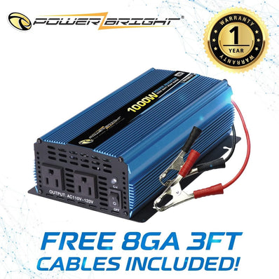 Power Bright 1100W 12V DC To AC Modified Sine Wave Power Inverter PW1100-12 - Poptop World 