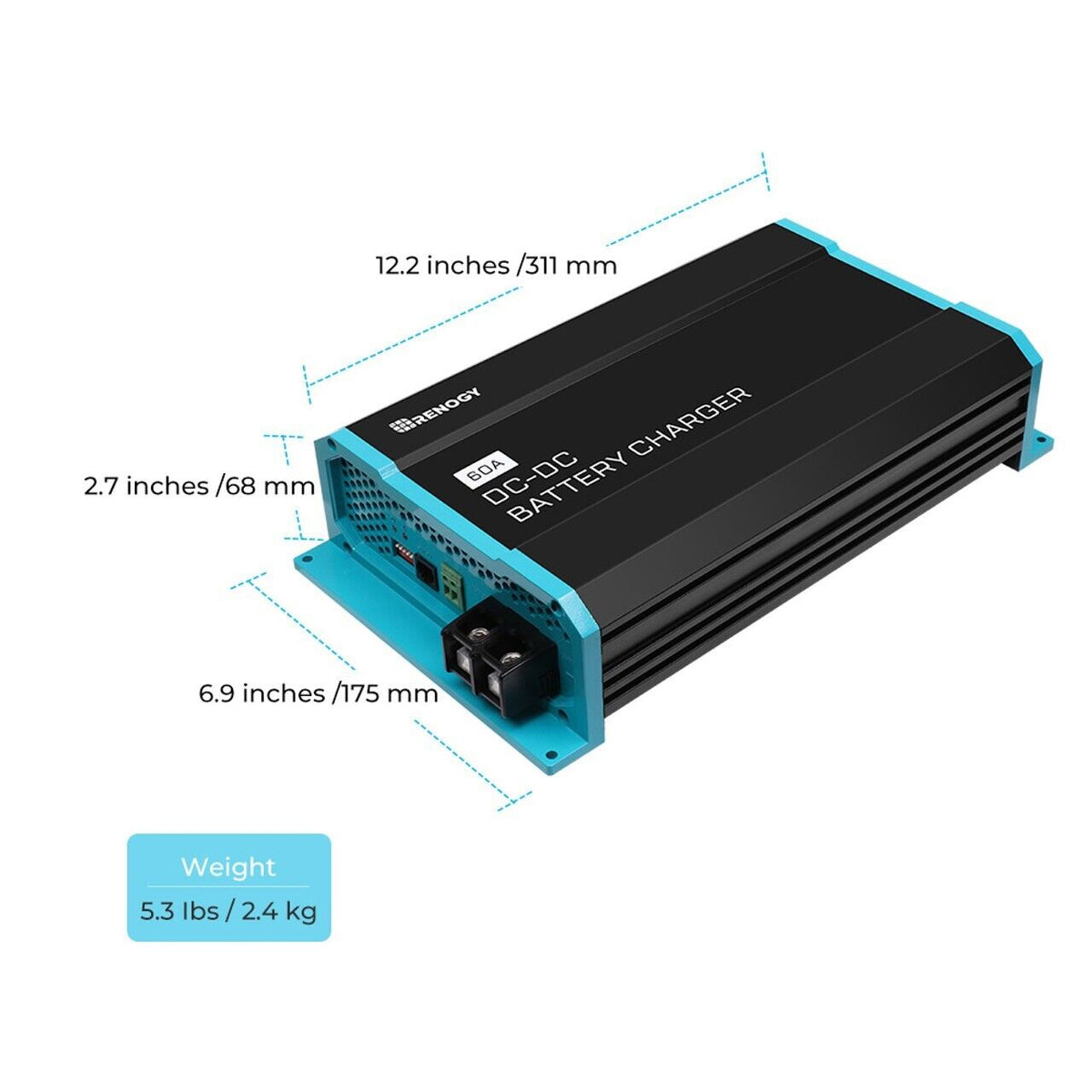 Renogy 60A 12V DC to DC On-Board Battery Charger AGM FLD GEL LFP RV Boat - Poptop World 