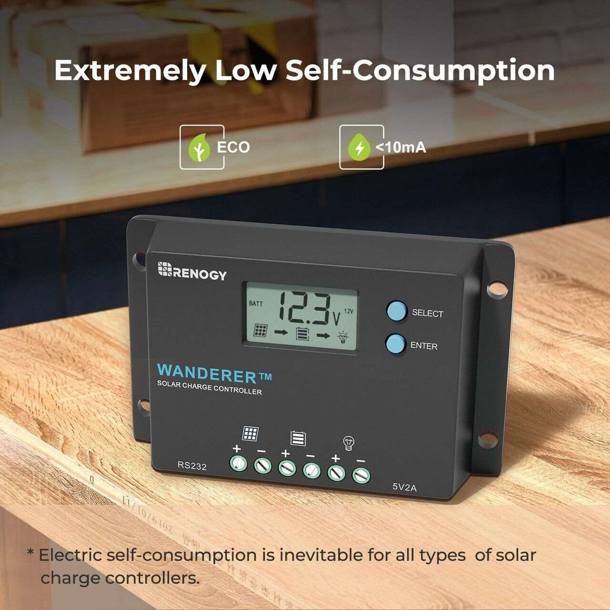 Renogy Wanderer 10A PWM Solar Charge Controller Common Negative Regulator W/ LCD - Poptop World 
