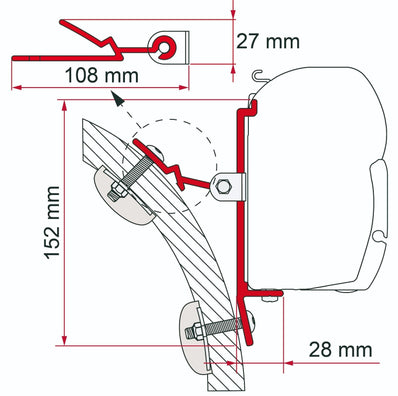 Fiamma - F45 Awning - Short Roof Install Bracket "C" 02097-01 - Poptop World 