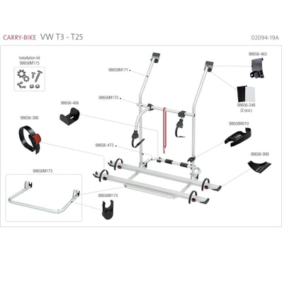 Fiamma Carry Bike VW T6 Pro Deep Black 2 bikes NEW 2023 VERSION - Poptop World 