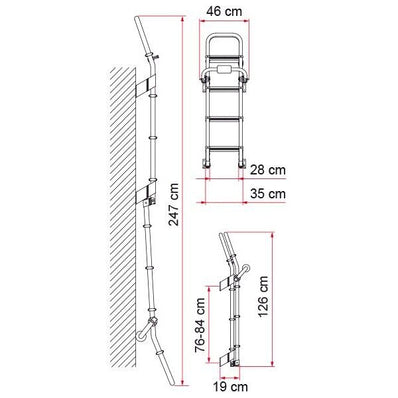 Fiamma Deluxe 8 Step Motorhome Ladder - Red/Silver (02426-02) - Poptop World 
