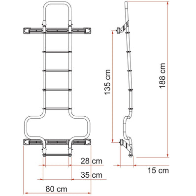 Fiamma Deluxe Rear Door Ladder for Ram Promaster & Ford Transit Vans DEEP BLACK - Poptop World 