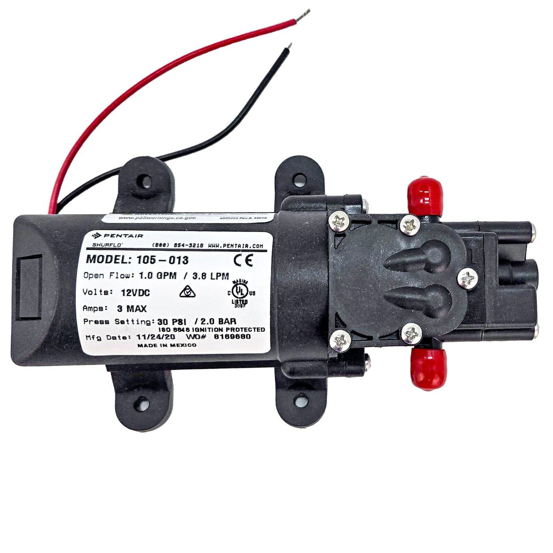 Shurflo by Pentair SLV Fresh Water Pump - 12 VDC, 1995-2003 Eurovan camper - Poptop World 
