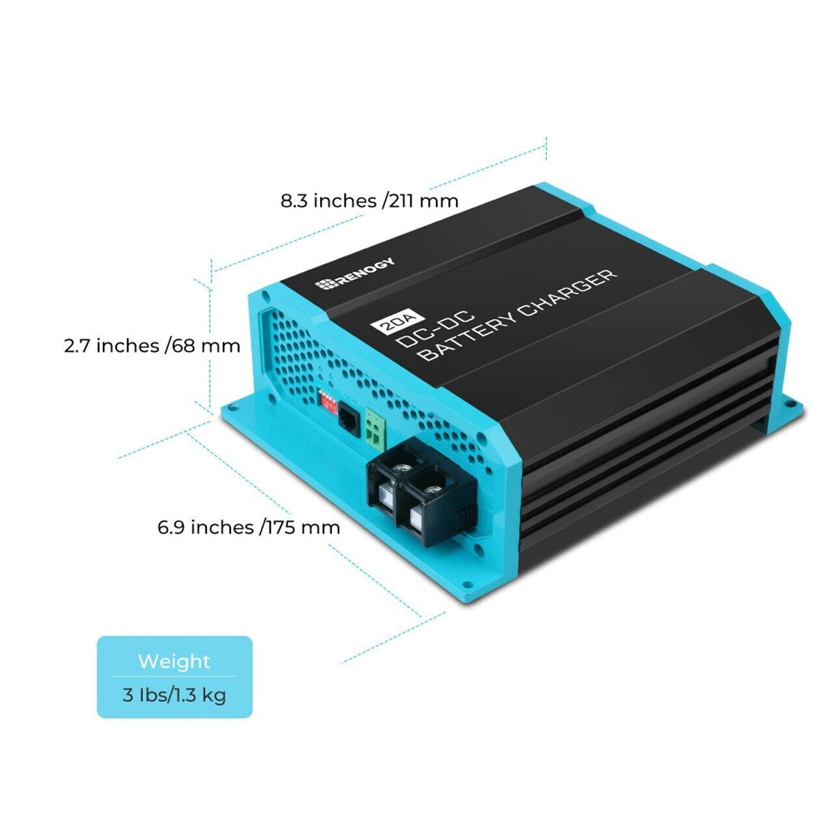 Renogy 20A 12V DC to DC On-Board Battery Charger AGM FLD GEL LFP RV Boat - Poptop World 
