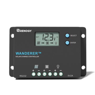 Renogy Wanderer 10A PWM Solar Charge Controller Common Negative Regulator W/ LCD - Poptop World 