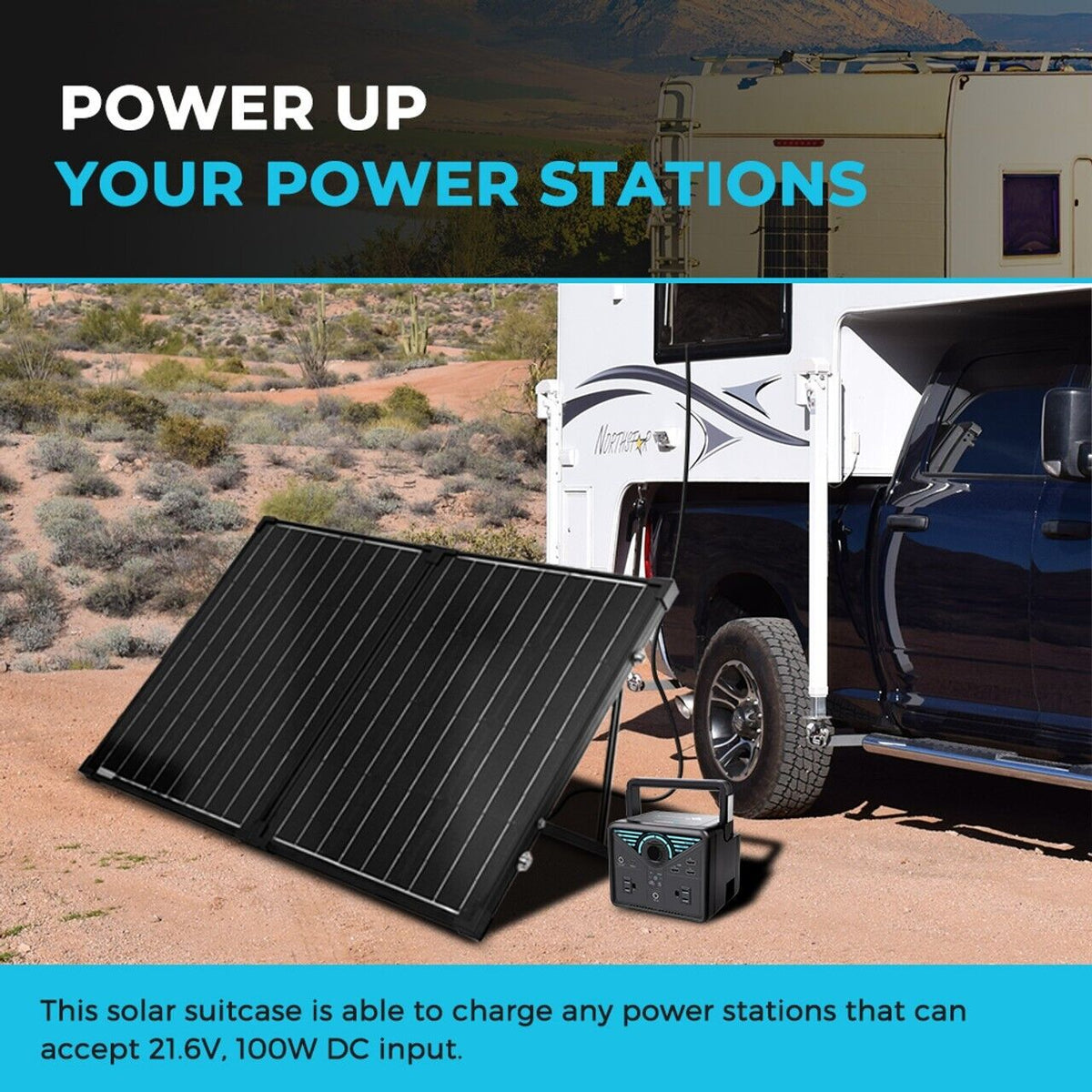 Renogy 100 Watt 12 Volt Monocrystalline Foldable Solar Suitcase w/o Controller - Poptop World 