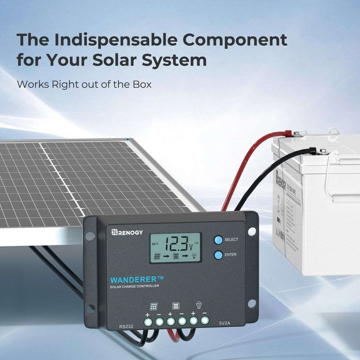 Renogy Wanderer 10A PWM Solar Charge Controller Common Negative Regulator W/ LCD - Poptop World 