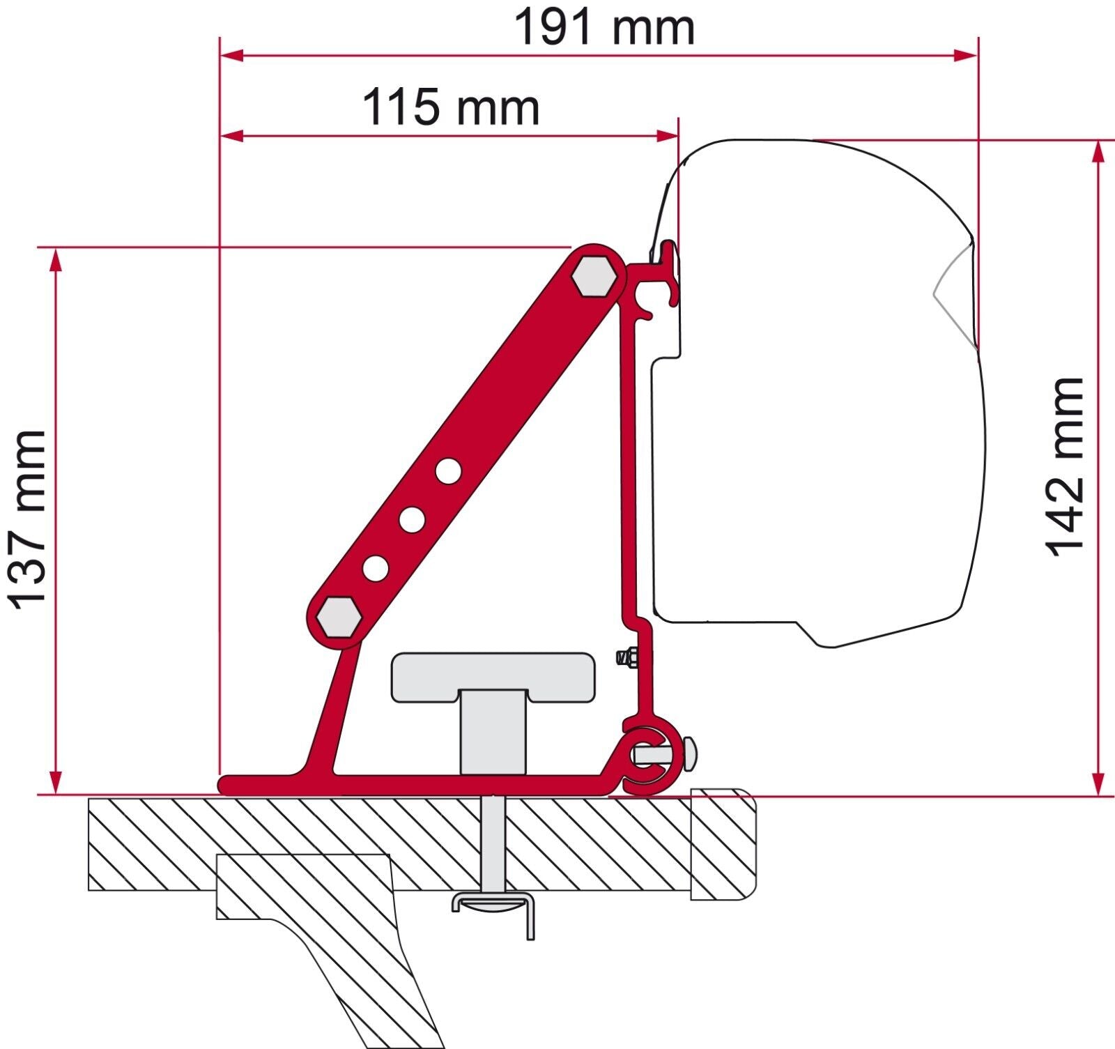 Fiamma F45S/F35 Pro Awning Roof Rack Crossbar Mounting Bracket (98655-310) - Poptop World 