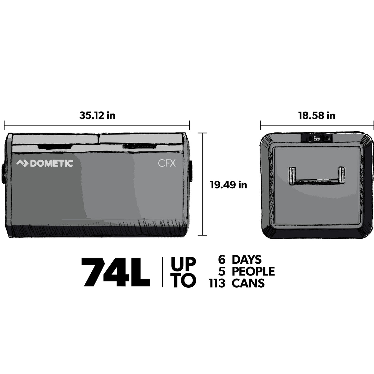 Dometic CFX3 75DZ Dual Zone Portable Fridge Freezer 12V 75L Cooler - Poptop World 