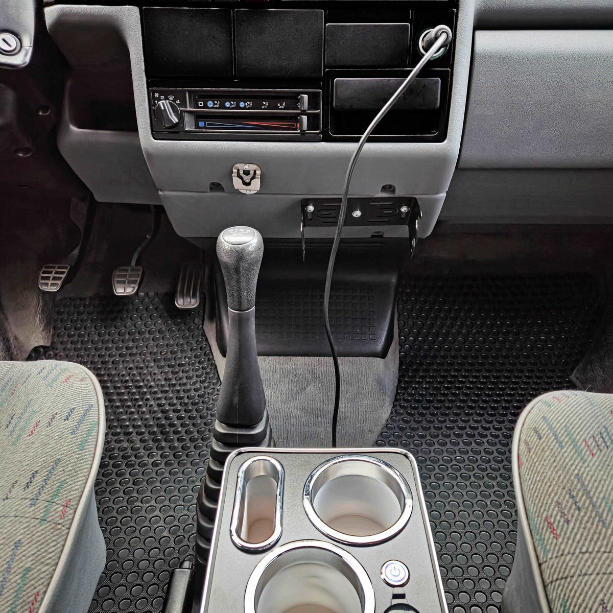 Centre Console Storage Box with USB Sockets and LED Lighting - Black - Poptop World 