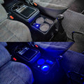 Centre Console Storage Box with USB Sockets and LED Lighting - Black - Poptop World 