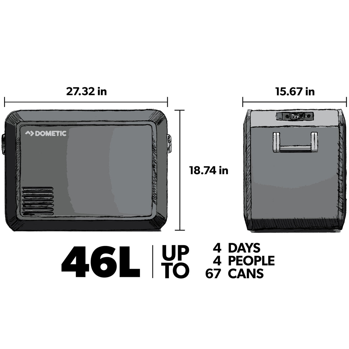 Dometic CFX3 45 Powered 12V Cooler, 46L - Fridge/Freezer - Poptop World 