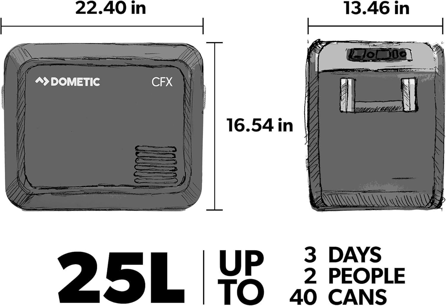 Dometic CFX3 25 Portable Electric Cooler and Freezer - 25L, 12/24V, WiFi App Control - Poptop World 