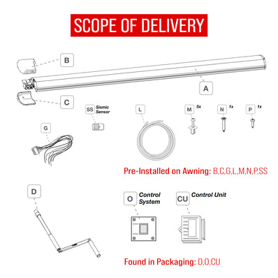 Fiamma F65 Eagle 319 10' 6" Legless Roof Mount Awning for Camper Vans White 10'6"