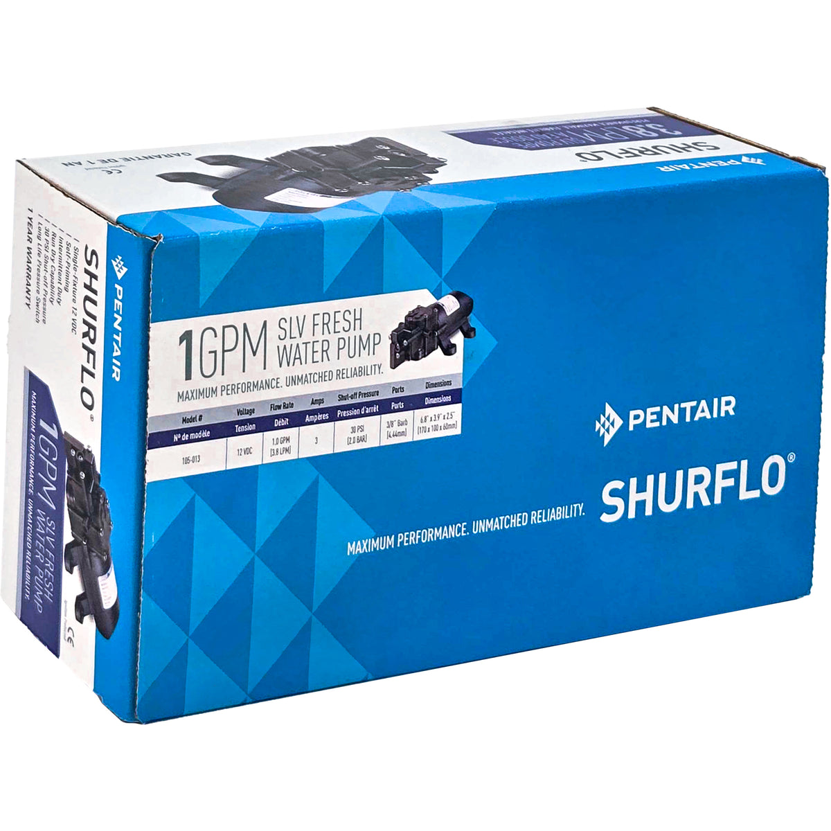 Shurflo by Pentair SLV Fresh Water Pump - 12 VDC, 1995-2003 Eurovan camper - Poptop World 