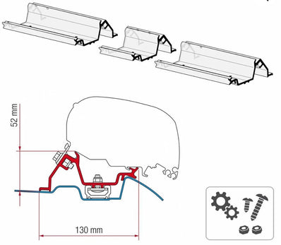 Fiamma F80S Awning Mounting Bracket for Mercedes Sprinter Vans with OEM Rod Rails (98655-772)