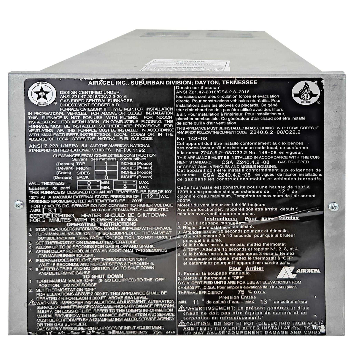 VW Eurovan camper replacement furnace Upgraded SUBURBAN S2450 20,000 BTU 12 volt - Poptop World 