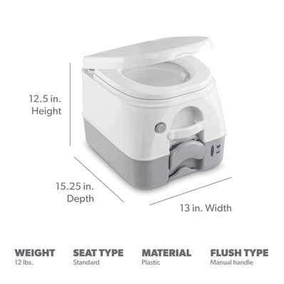 Dometic 972 Portable Toilet – Compact Push-Button Flush, 2.6 Gallon - Poptop World 