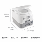 Dometic 972 Portable Toilet – Compact Push-Button Flush, 2.6 Gallon - Poptop World 