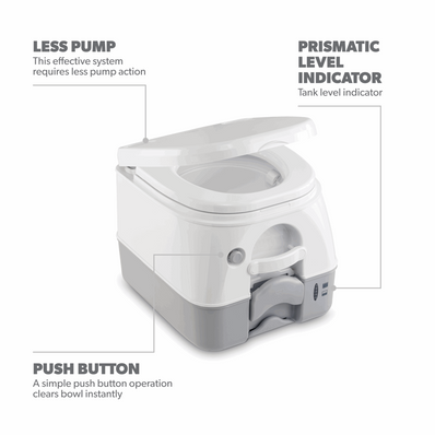 Dometic 972 Portable Toilet – Compact Push-Button Flush, 2.6 Gallon - Poptop World 