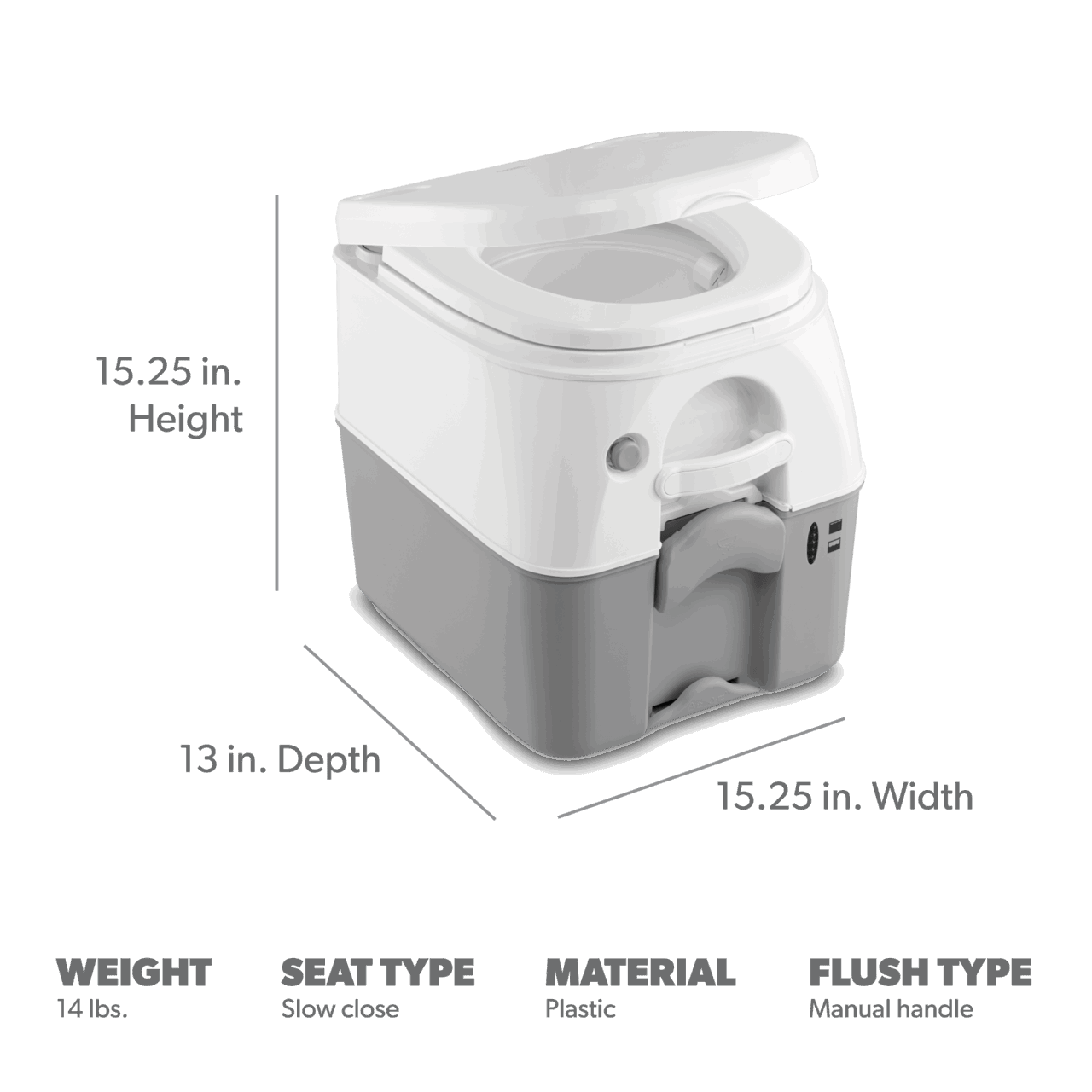 Dometic 976 Portable Toilet – Full-Size Push-Button Flush (5 Gallons) - Poptop World 