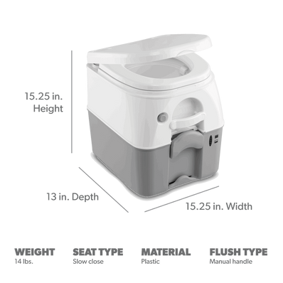 Dometic 976 Portable Toilet – Full-Size Push-Button Flush (5 Gallons) - Poptop World 