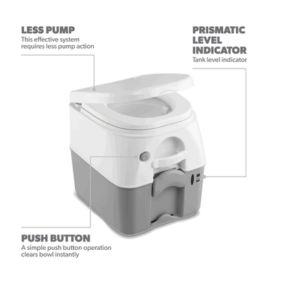 Dometic 976 Portable Toilet – Full-Size Push-Button Flush (5 Gallons) - Poptop World 