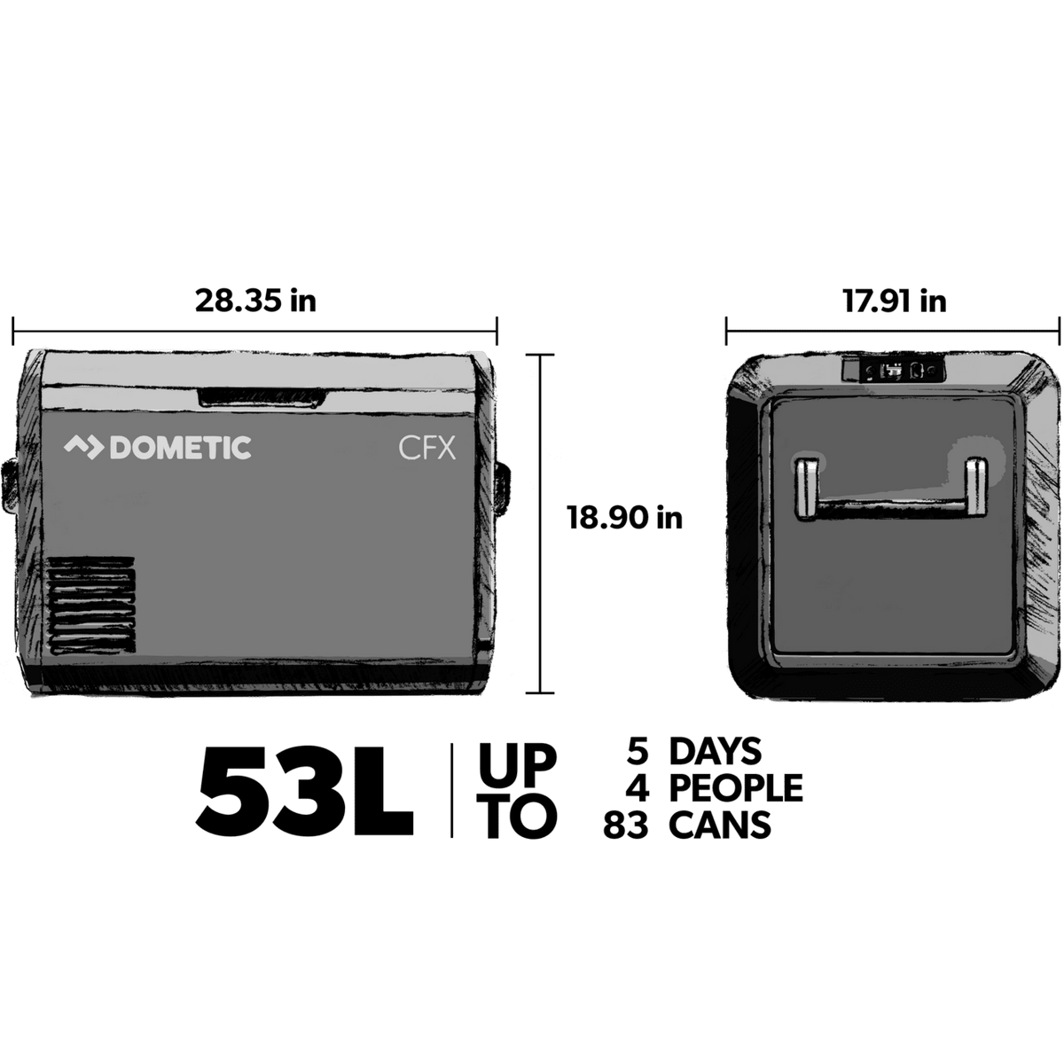 Dometic CFX3 55IM Powered Cooler – 53L, Built-In Ice Maker, Freezer - Poptop World 